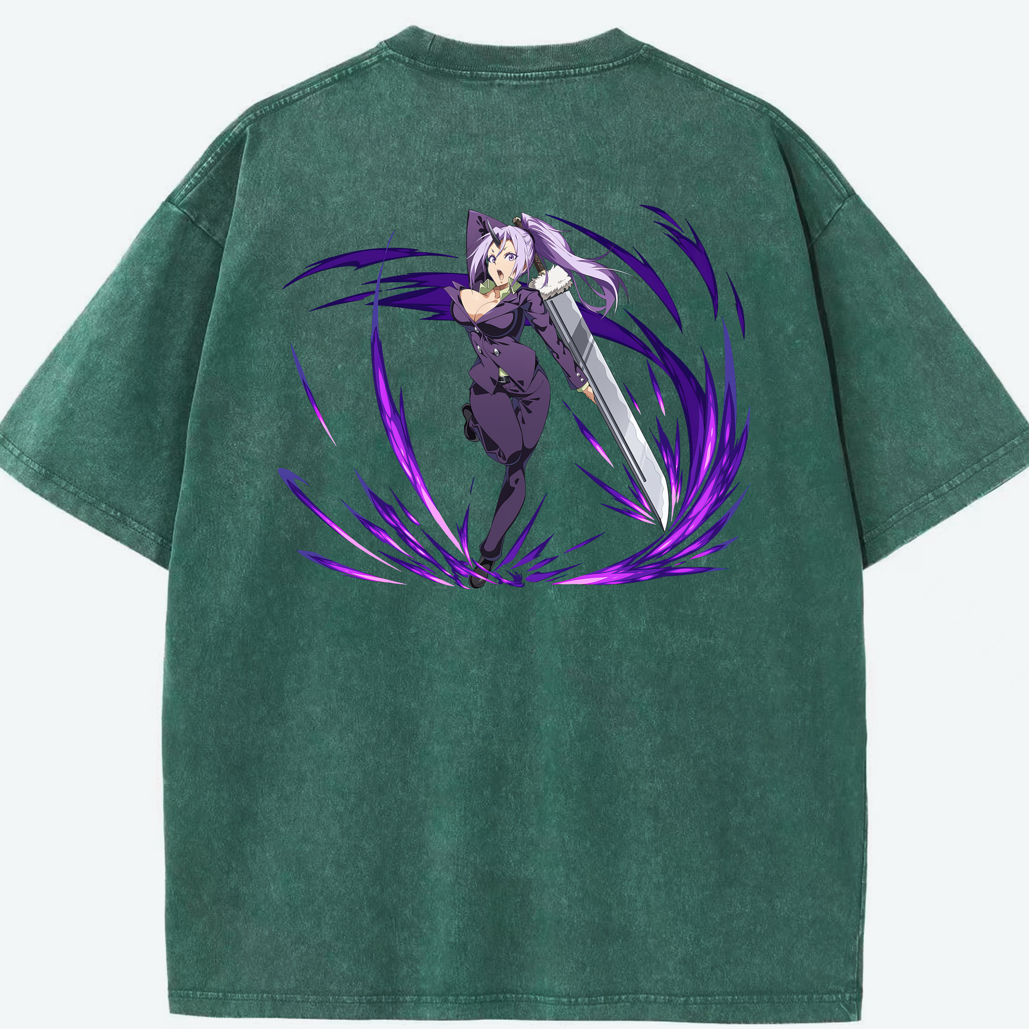 （画像用） 転スラ Regarding Reincarnated to Slime 綿100% ヴィンテージ風 半袖Tシャツ（背面プリント）